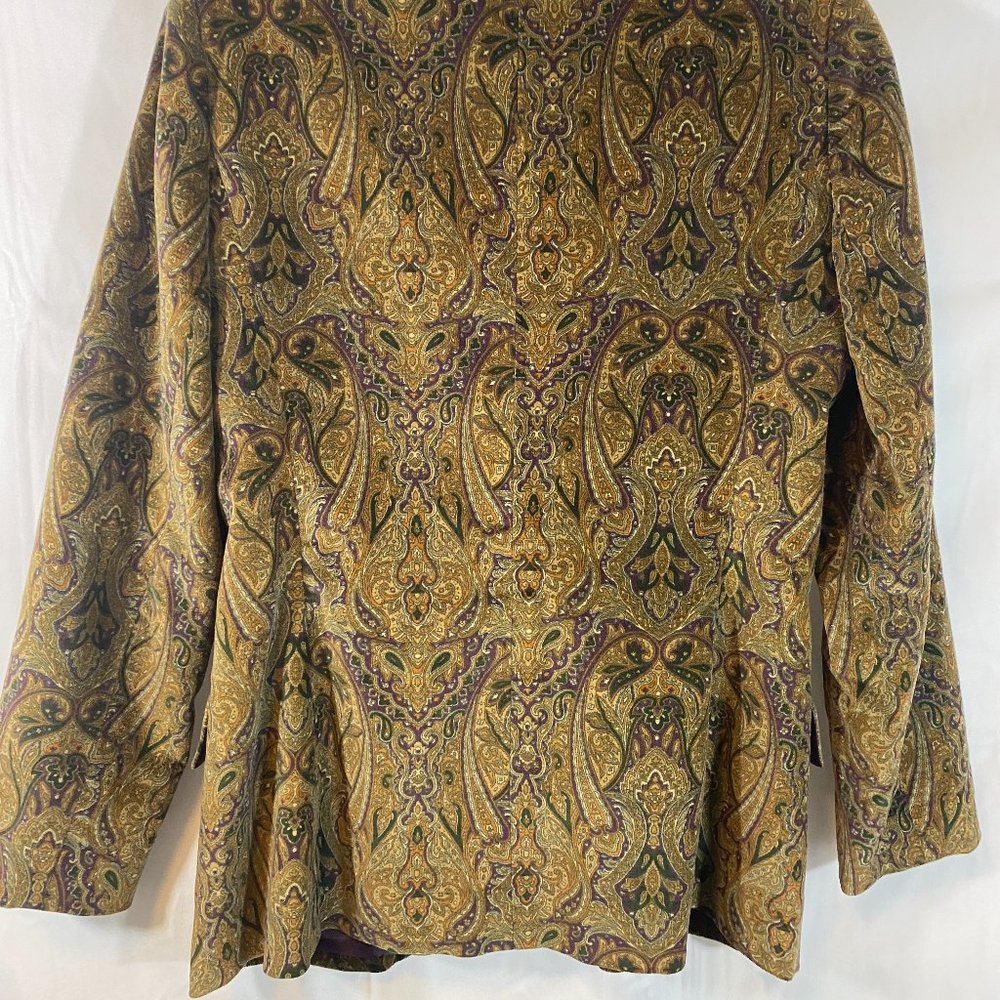 SOLD Bern And Mort Velour Single Breasted Brown Paisley Blazer NWOT - Picture 9 of 14